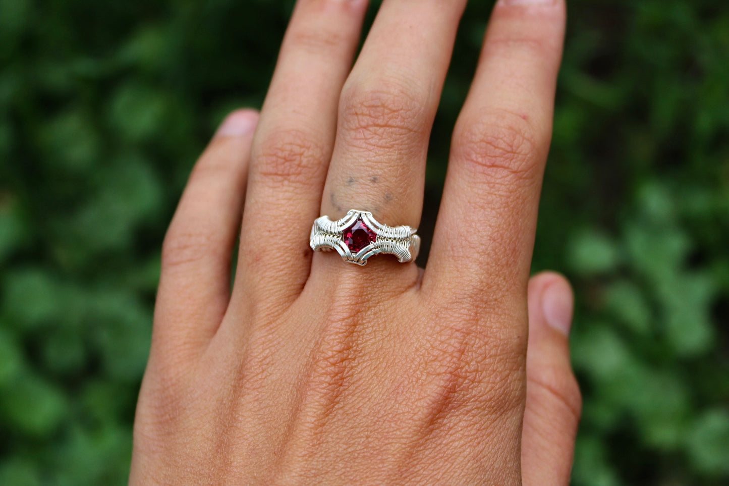 “Anxiety” Garnet Ring - Size 5.5