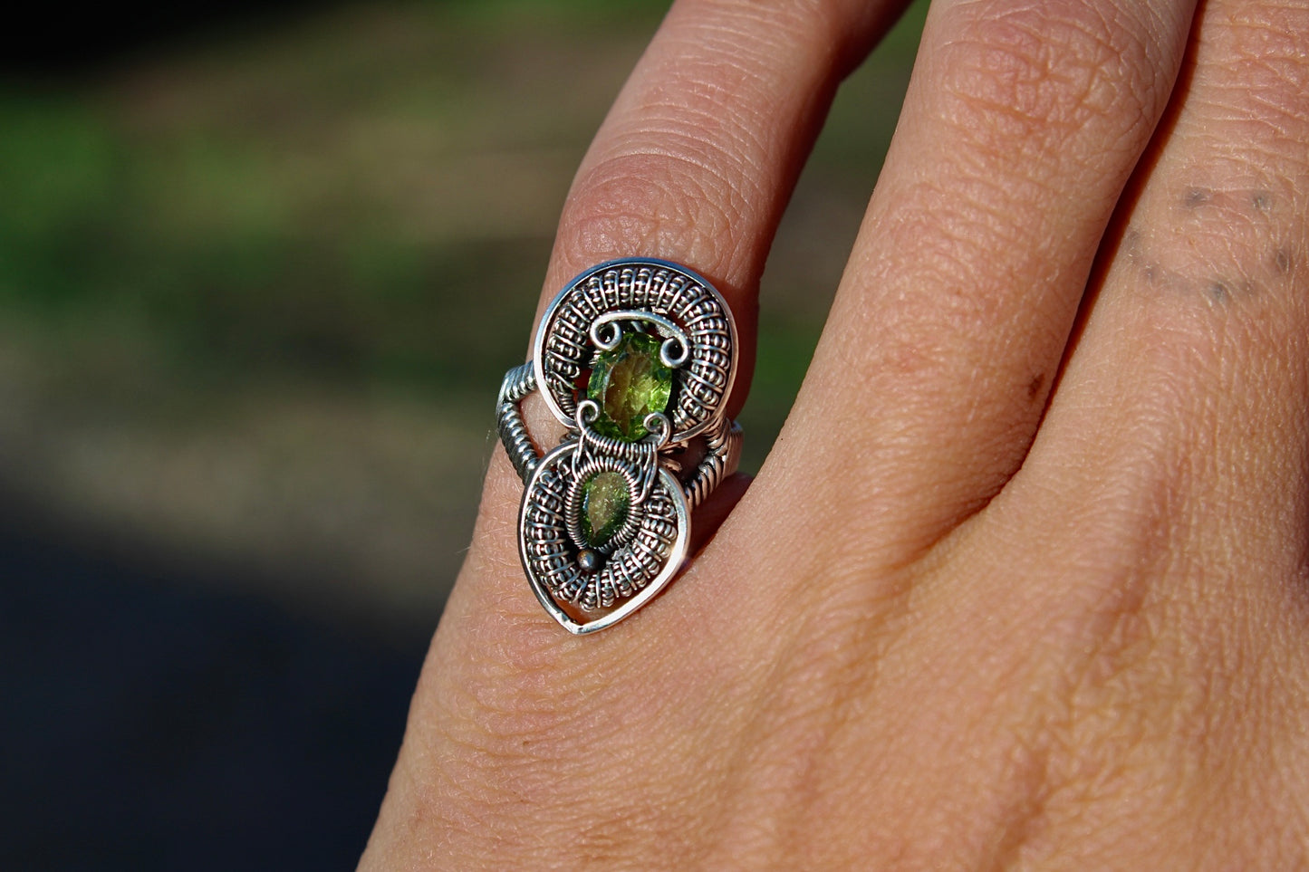 Peridot and Tourmaline Ring - Size 3