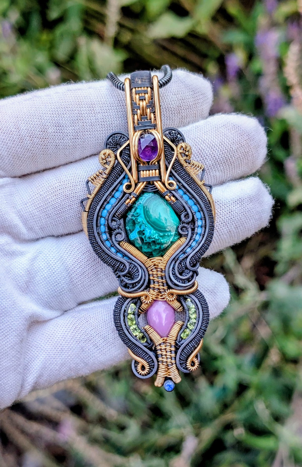 Twisted Up Wraps Collaboration - “Caspian” Chrysocolla Malachite Pendant