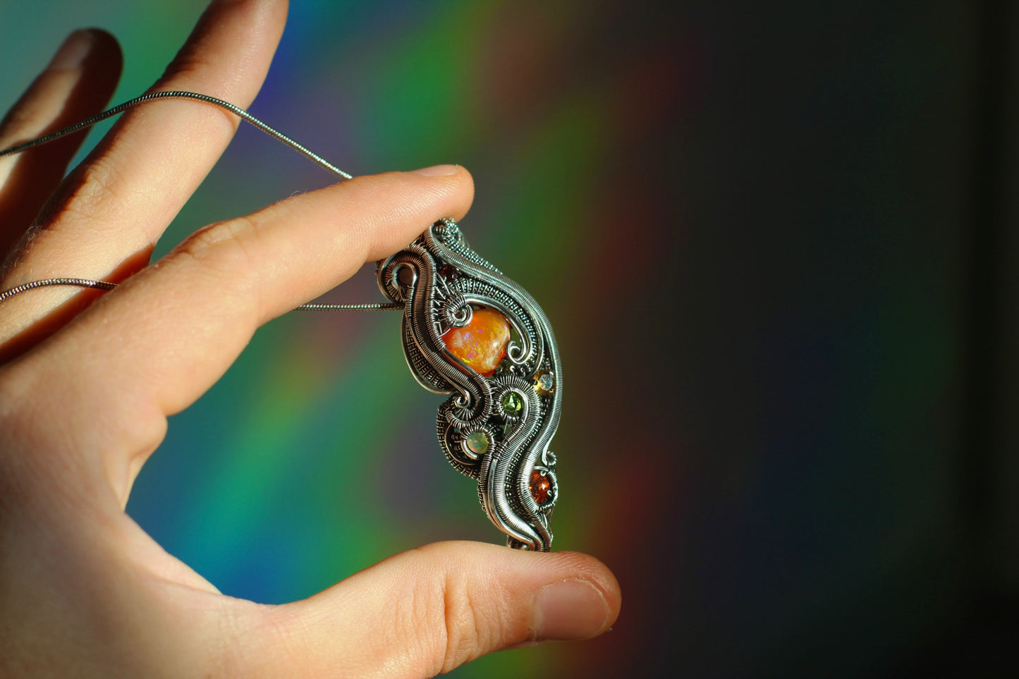 Flame - Mexican Fire Opal Pendant