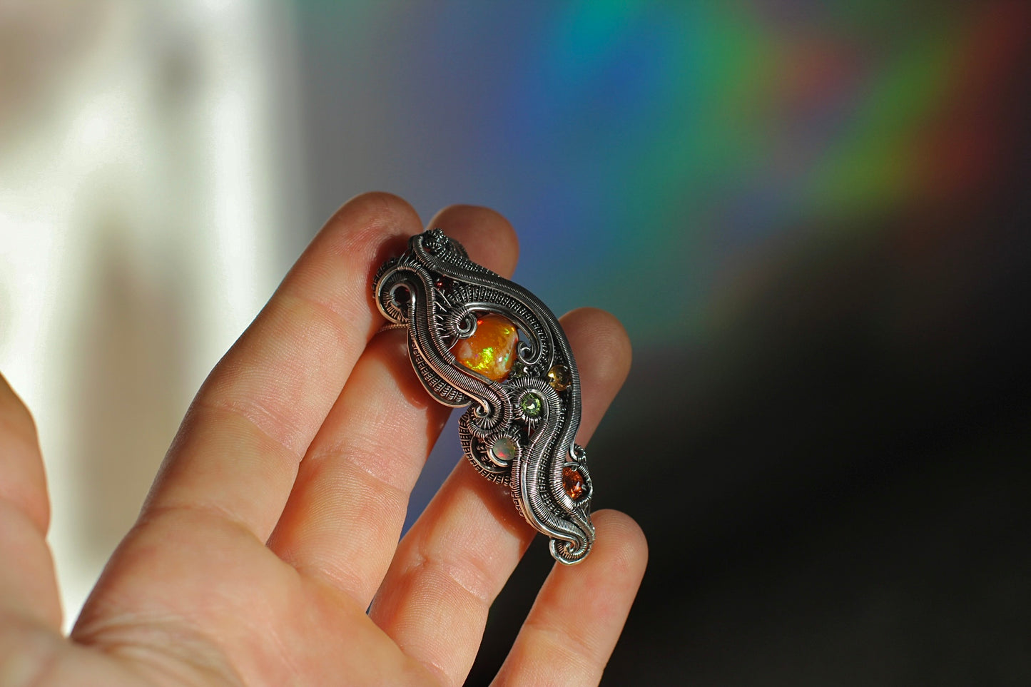 Flame - Mexican Fire Opal Pendant