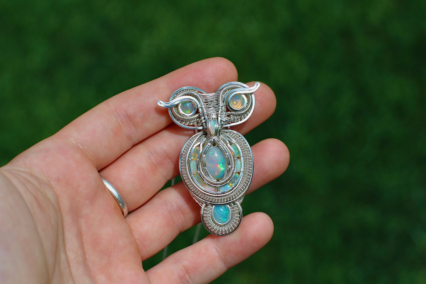 Ethiopian Opal Owl Pendant