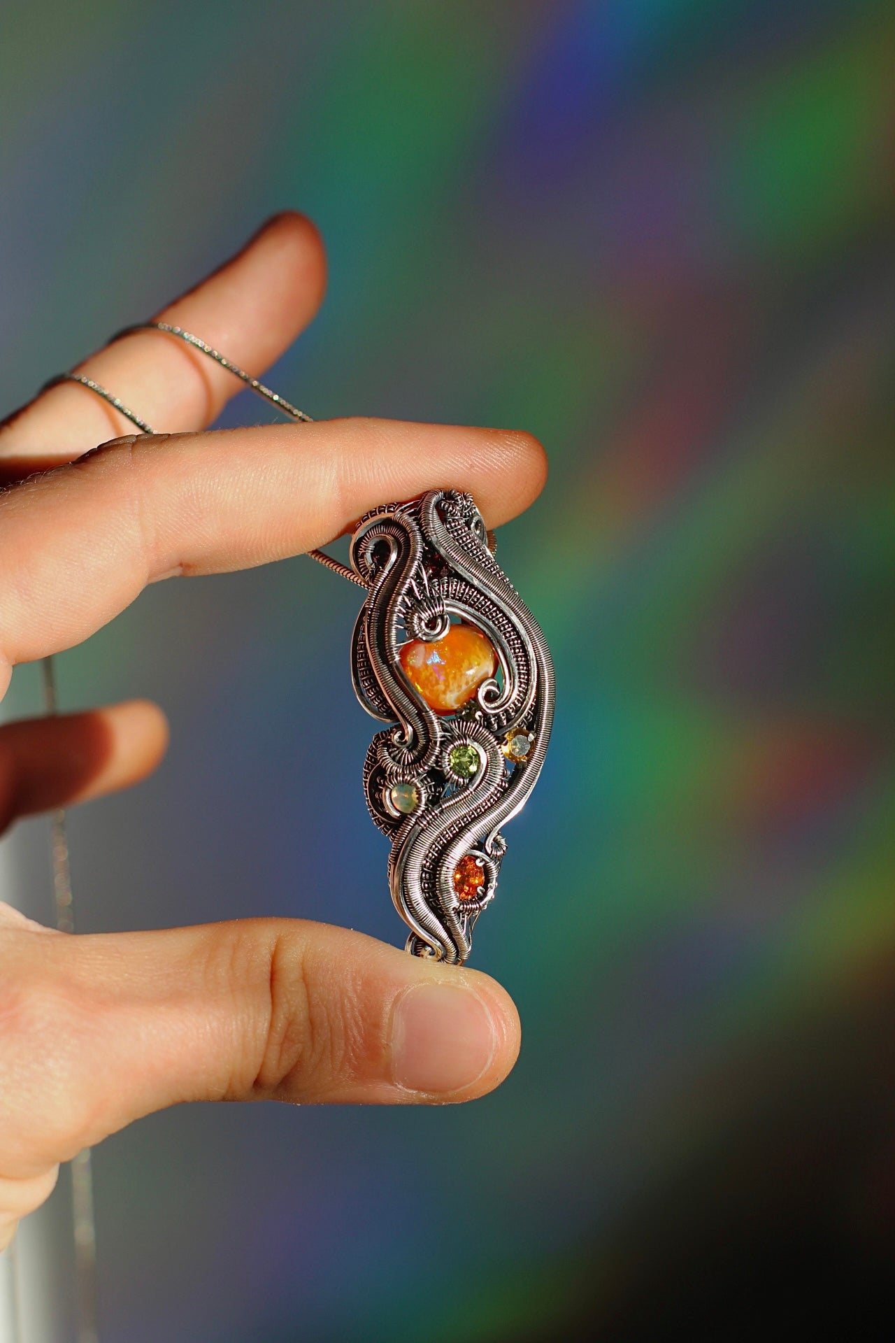 Flame - Mexican Fire Opal Pendant