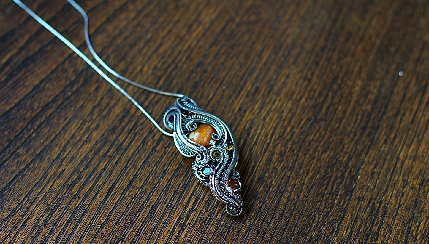 Flame - Mexican Fire Opal Pendant
