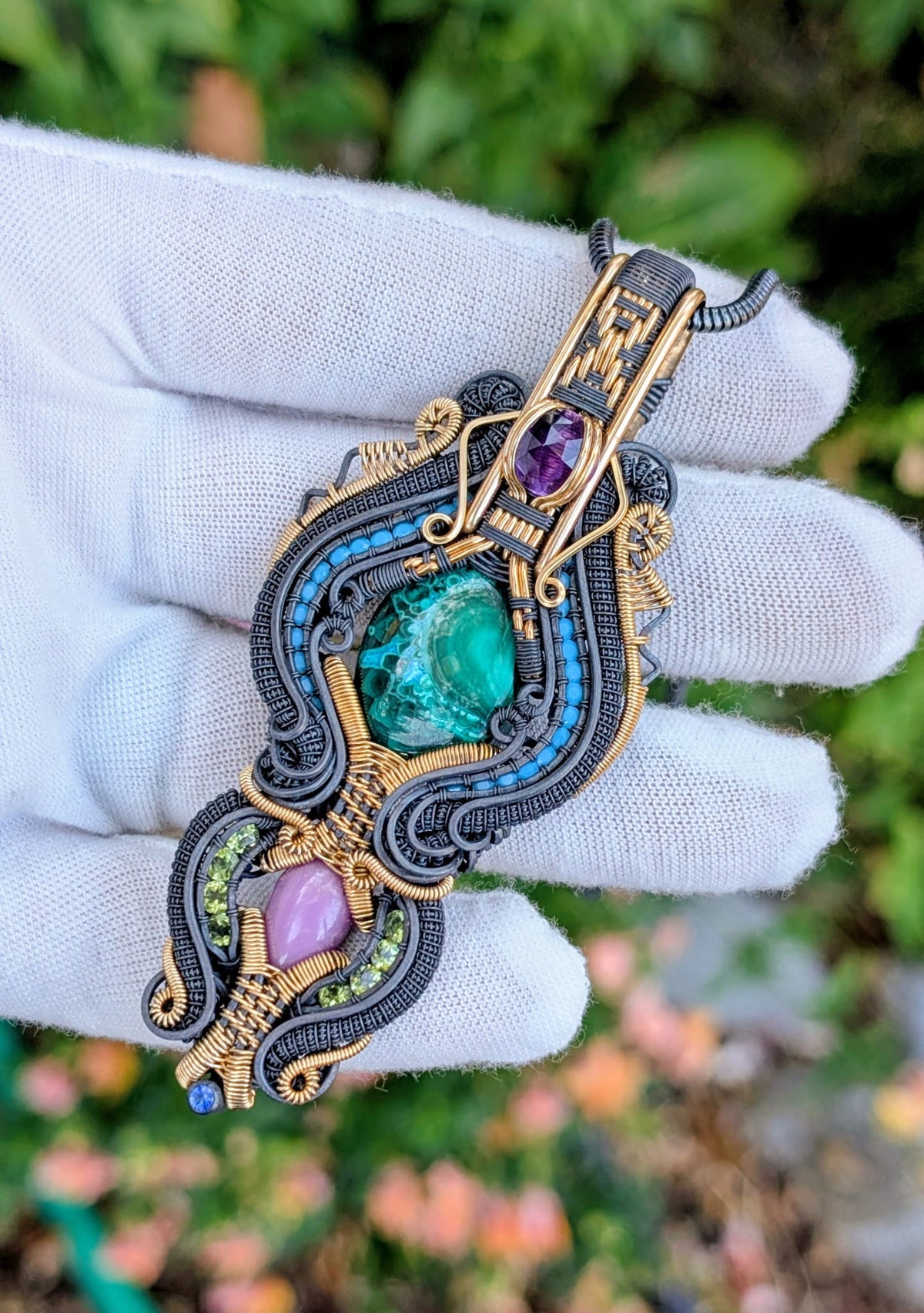 Twisted Up Wraps Collaboration - “Caspian” Chrysocolla Malachite Pendant