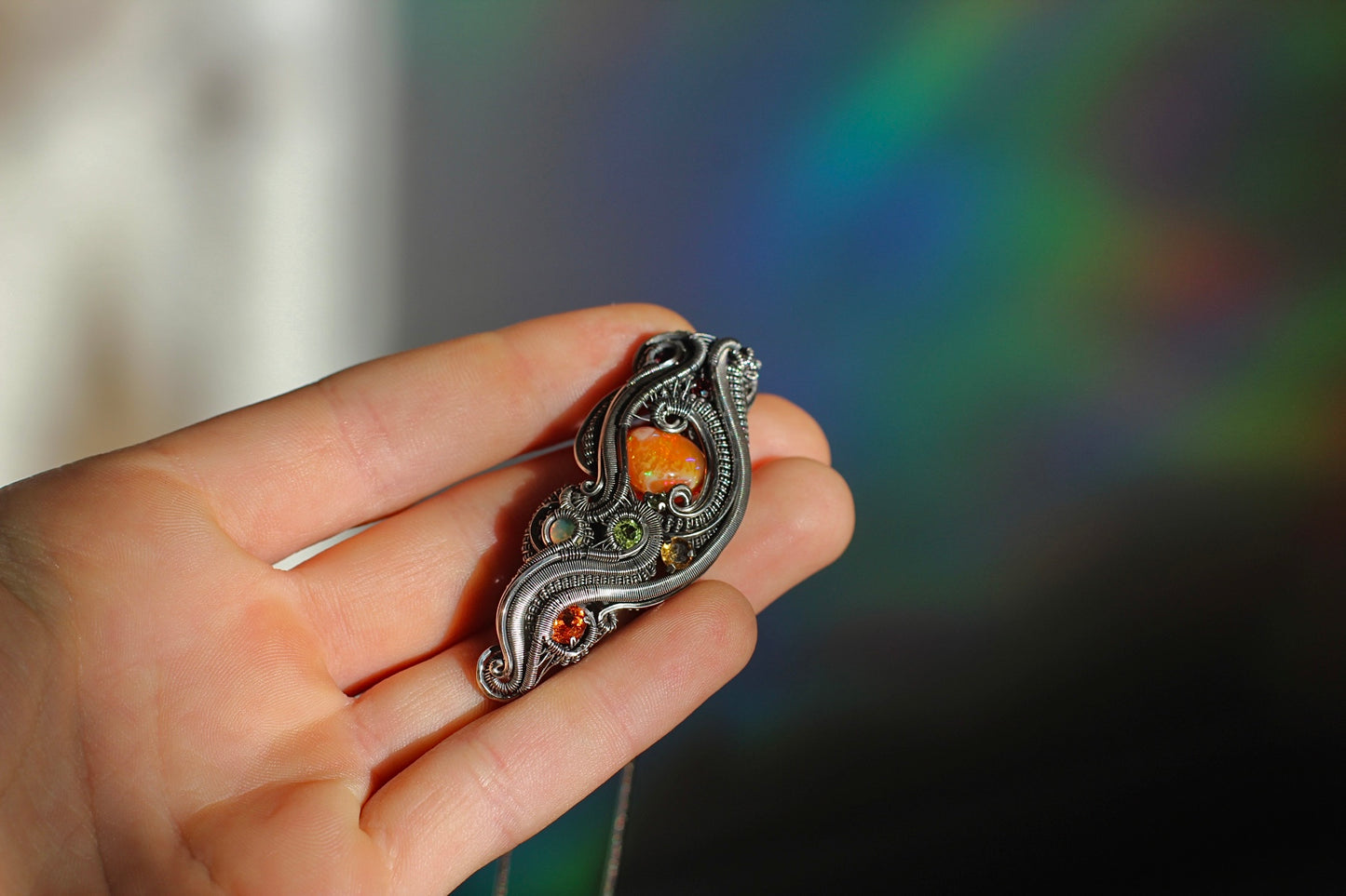 Flame - Mexican Fire Opal Pendant