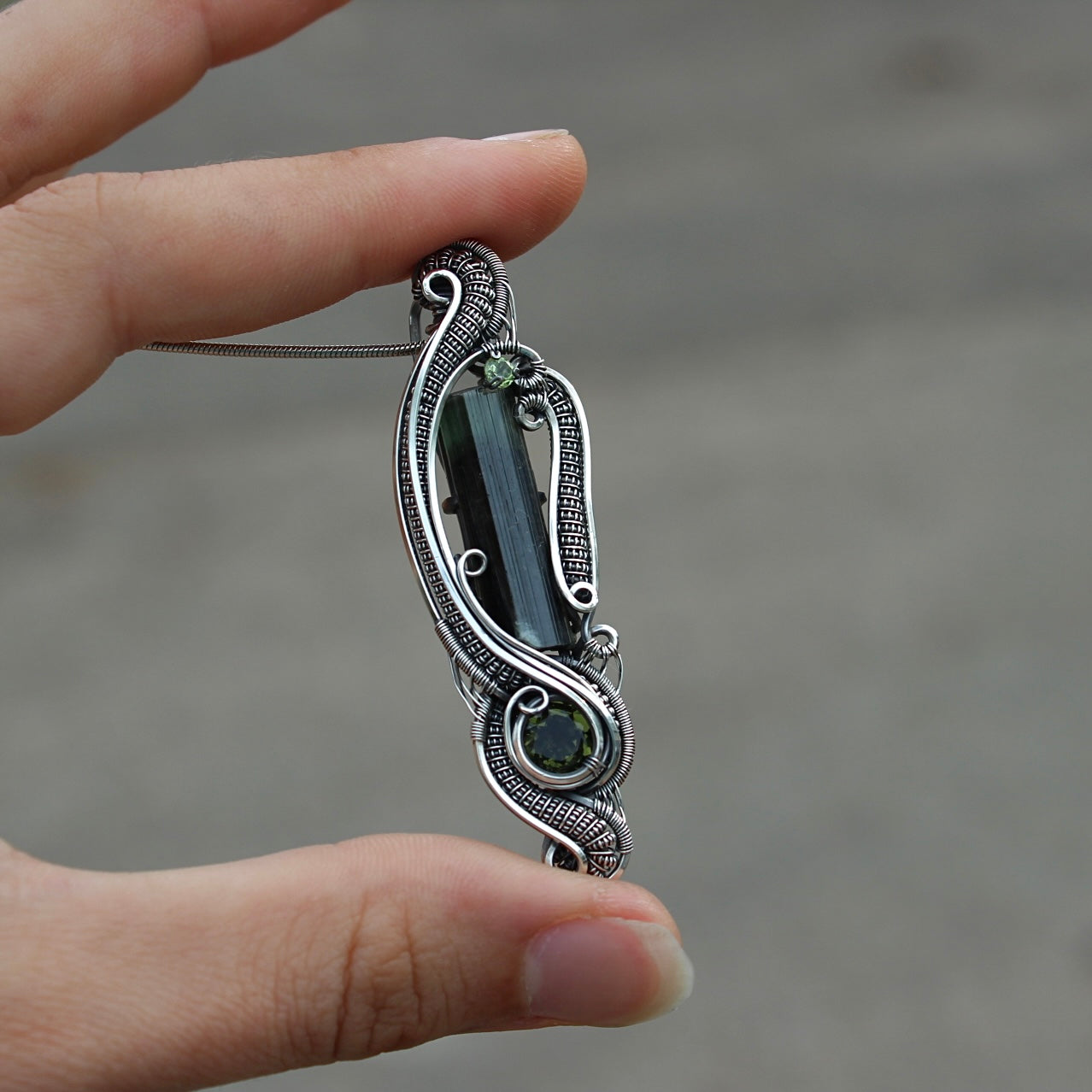 Tourmaline & Moldavite Pendant