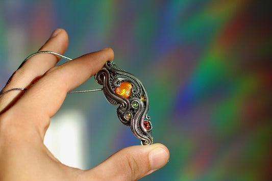Flame - Mexican Fire Opal Pendant