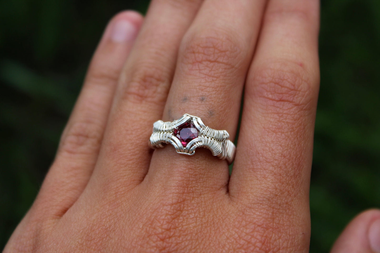 “Anxiety” Garnet Ring - Size 5.5