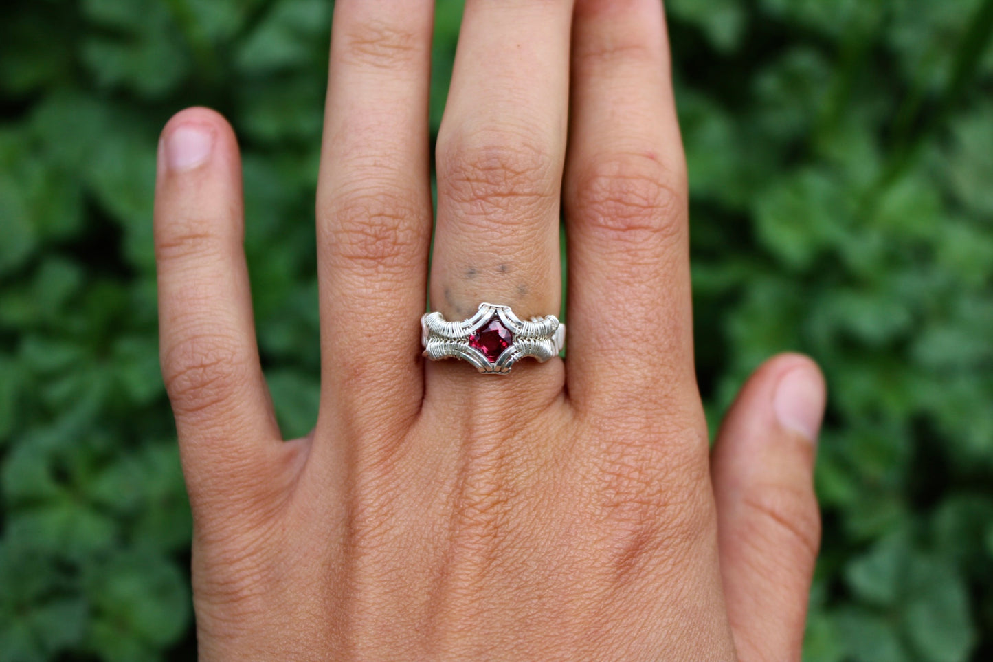 “Anxiety” Garnet Ring - Size 5.5