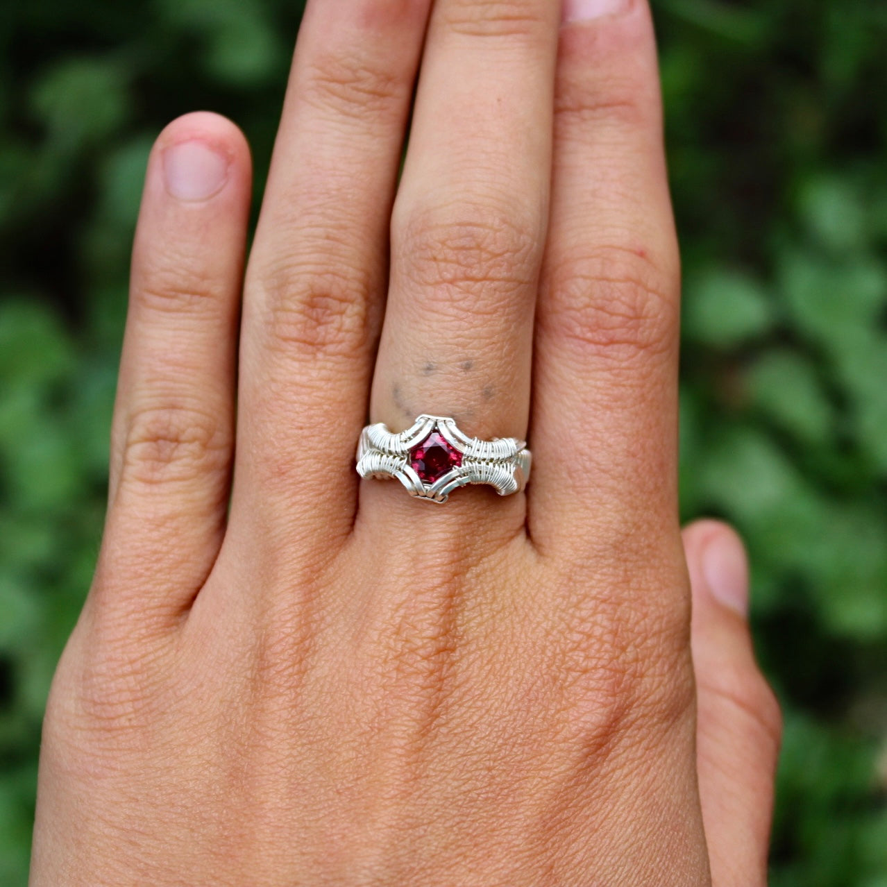 “Anxiety” Garnet Ring - Size 5.5